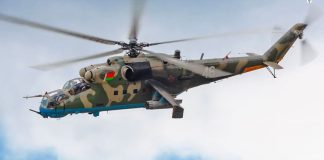 Белорусский вертолет Ми-24 сбил российский ударный дрон, летевший в Украину