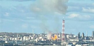 В Уфі сталася пожежа на нафтопереробному заводі після атаки дронів – відео